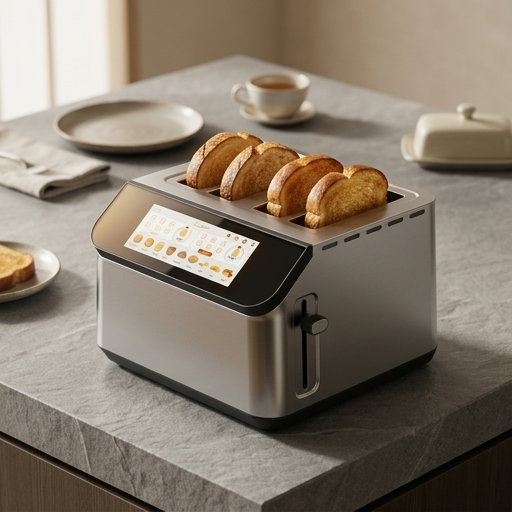 YUKO Smart 4 Slice LCD Touchscreen Toaster with intuitive digital controls and toast settings