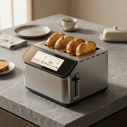YUKO Smart 4 Slice LCD Touchscreen Toaster with intuitive digital controls and toast settings