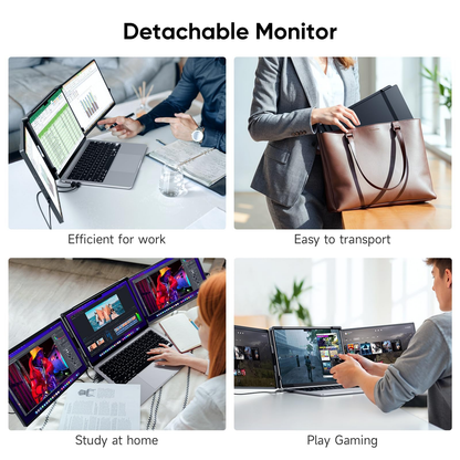 Omiodo 14" FHD 1200P IPS Laptop Screen Extender | Triple Portable Monitor, Plug & Play Dual Screen, Fits 14"-17.3" Laptops, Compatible with Win, Mac, Android&Chrome OS