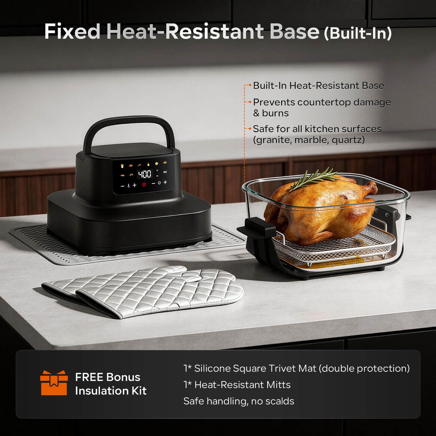 Non-Toxic Glass Air Fryer, Dual Capacity 6.3QT & 4.4QT with Glass Baskets & Lids, PFAS & PFOA-Free, 8-in-1 Portable Air Fryer, Dishwasher Safe