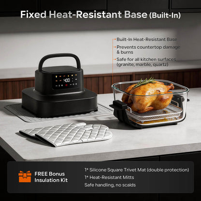 Non-Toxic Glass Air Fryer, Dual Capacity 6.3QT & 4.4QT with Glass Baskets & Lids, PFAS & PFOA-Free, 8-in-1 Portable Air Fryer, Dishwasher Safe