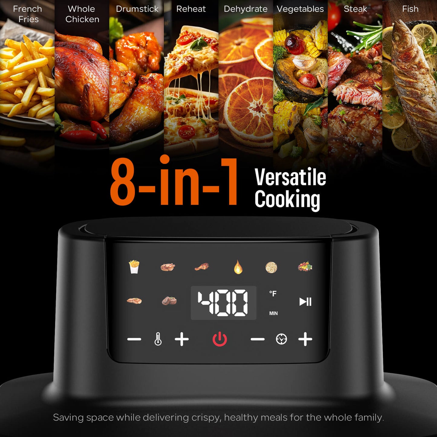 Non-Toxic Glass Air Fryer, Dual Capacity 6.3QT & 4.4QT with Glass Baskets & Lids, PFAS & PFOA-Free, 8-in-1 Portable Air Fryer, Dishwasher Safe