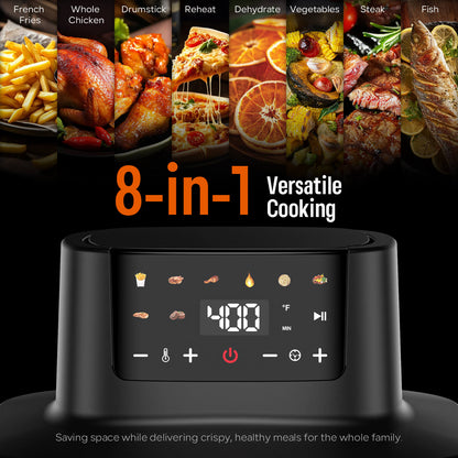 Non-Toxic Glass Air Fryer, Dual Capacity 6.3QT & 4.4QT with Glass Baskets & Lids, PFAS & PFOA-Free, 8-in-1 Portable Air Fryer, Dishwasher Safe