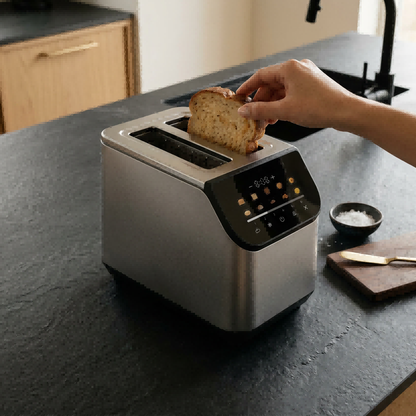YUKO Smart 2 slice LED toaster with wide slots for thick bread bagels and pastries