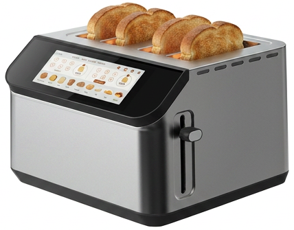 YUKO Smart 4 Slice LCD Touchscreen Toaster with digital display and stainless steel design