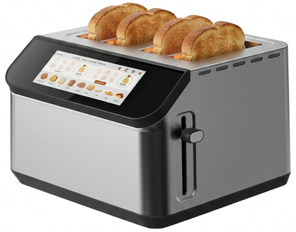 YUKO Smart 4 Slice LCD Touchscreen Toaster with digital display and stainless steel design
