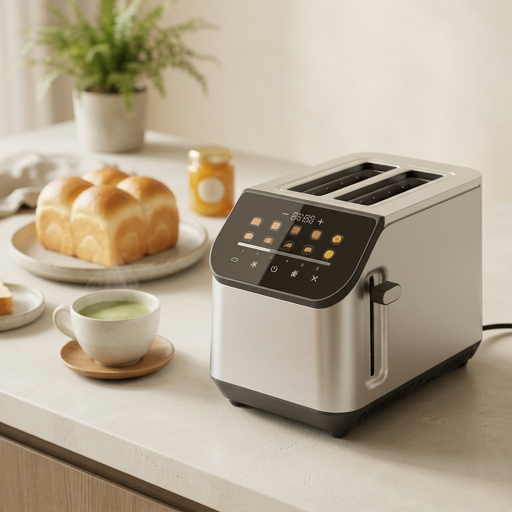 YUKO Smart LED toaster in a modern kitchen creating golden breakfast toast